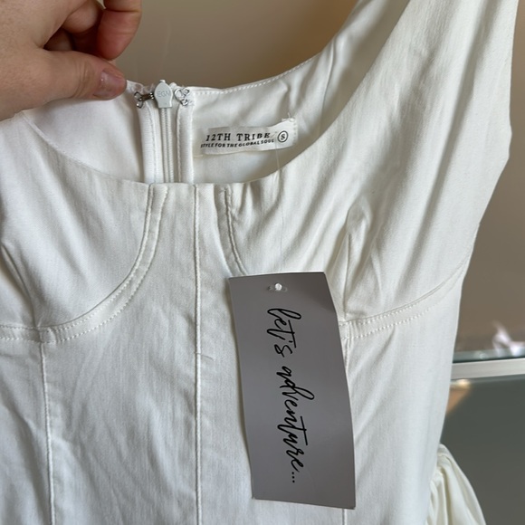 12th Tribe Kit White Drop Waist Mini Dress in Small - Picture 6 of 7